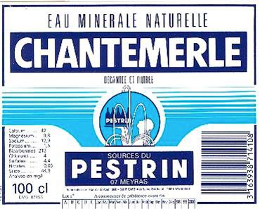 Eau minerale naturelle plate - Chantemerle - Pestrin - ventadour